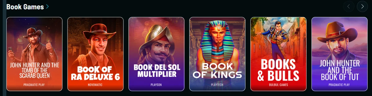 Boekgokkasten Book of Ra Deluxe 6, Book of Kings en Books and Bulls in een lobbyrij